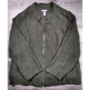 Laura Scott Long Sleeve 3/4 Zip Polyester Jacket Womens Extra Large Lined Green